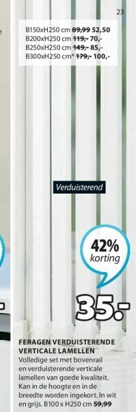 Jysk Feragen verduisterende verticale lamellen aanbieding