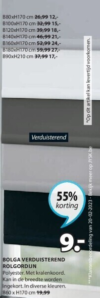 Jysk Bolga verduisterend rolgordijn aanbieding