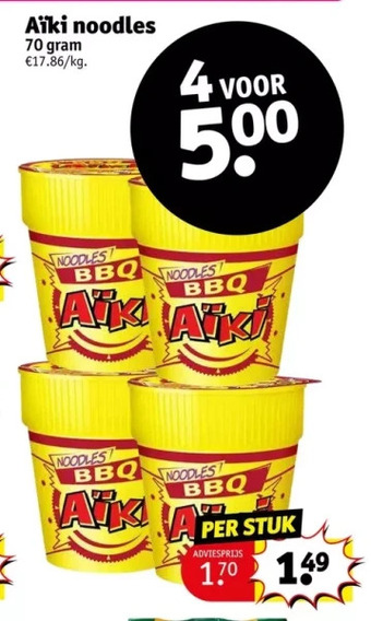 Kruidvat Aiki noodles 70 gram aanbieding