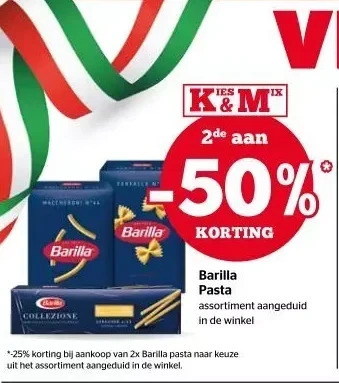 Spar Barilla pasta aanbieding