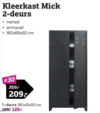 Leen Bakker Kleerkast mick 2-deurs aanbieding