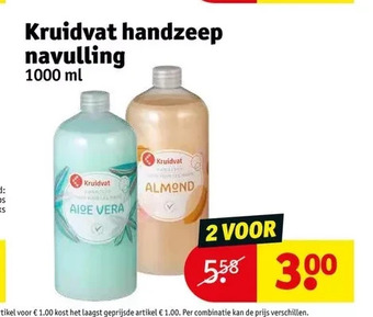Kruidvat Kruidvat handzeep navulling 1000 ml aanbieding