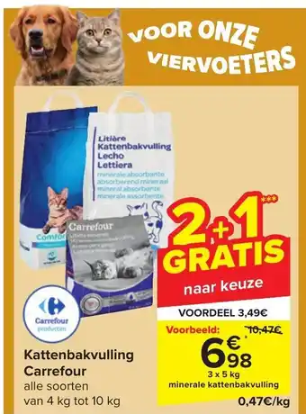 Carrefour Kattenbakvulling 3 x 5kg aanbieding