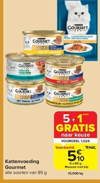 Carrefour Kattenvoeding gourmet aanbieding