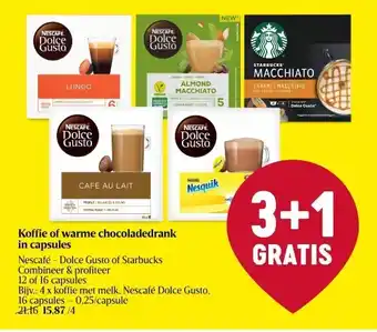Delhaize Koffie of warme chocoladedrank in capsules nescafé aanbieding