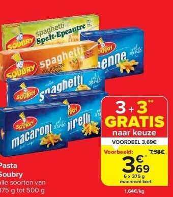 Carrefour Pasta soubry aanbieding