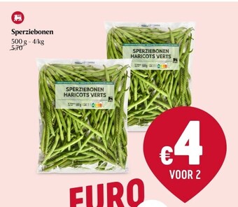 Delhaize Sperziebonen 500 g aanbieding