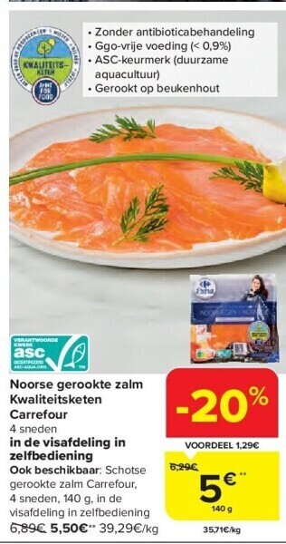 Carrefour Noorse gerookte zalm kwaliteitsketen carrefour aanbieding