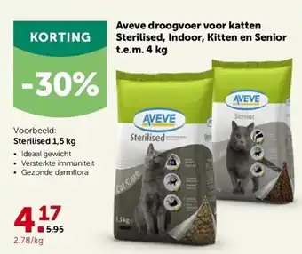 AVEVE Aveve droogvoer voor katten sterilised, indoor, kitten en senior t.e.m. 4 kg aanbieding