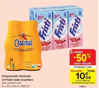 Carrefour Chocomelk cécémel of fristi rode vruchten aanbieding