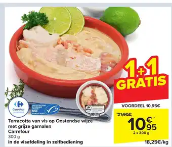 Carrefour Terracotta van vis op oostendse wijze met grijze garnalen 2 x 300g aanbieding