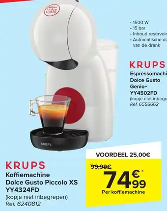 Carrefour Krups koffiemachine dolce gusto piccolo XS YY4324FD aanbieding