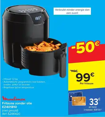 Carrefour Moulinex friteuse zonder olie EZ401810 aanbieding