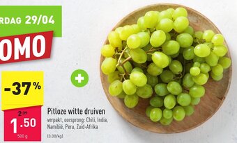 ALDI Pitloze witte druiven 500g aanbieding