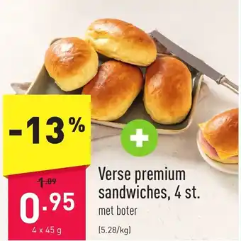 ALDI Verse premium sandwiches, 4 st. 4 x 45g aanbieding