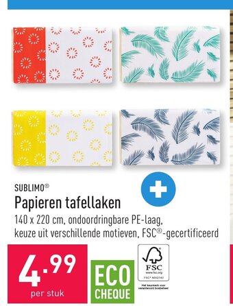 ALDI Sublimo papieren tafellaken 140 x 220cm aanbieding