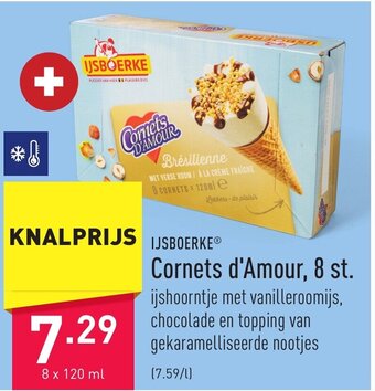 ALDI Ijsboerke cornets d'Amour 8 x 120ml aanbieding