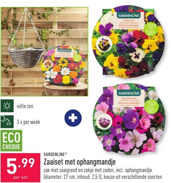 ALDI Gardenline zaaiset met ophangmandje aanbieding