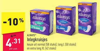 ALDI Always inlegkruisjes aanbieding
