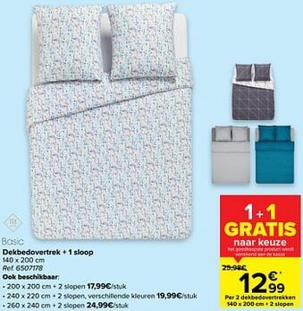 Carrefour Dekbedovertrek + 1 sloop aanbieding