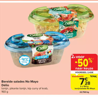 Carrefour Market Delio Bereide Salades No Mayo 2 x 160g aanbieding
