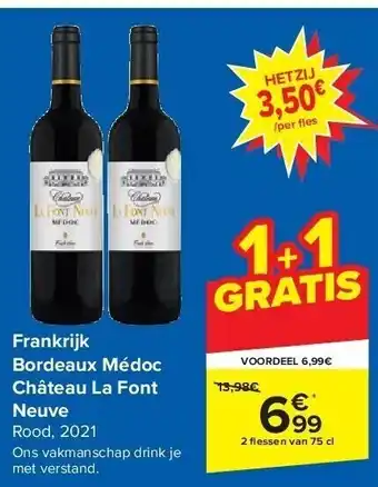 Carrefour Frankrijk bordeaux médoc château la font neuve rood, 2021 aanbieding