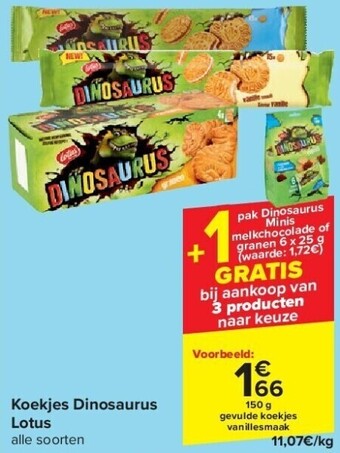 Carrefour Koekjes dinosaurus lotus aanbieding