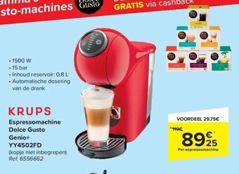 Carrefour Espressomachine dolce gusto genio+ yy4502fd aanbieding