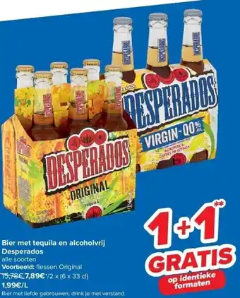 Carrefour Bier met tequila en alcoholvrij desperados aanbieding