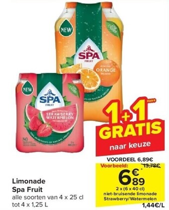 Carrefour Limonade spa fruit aanbieding
