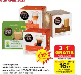 Carrefour Market Nescafe koffiecapsules dolce gusto en Starbucks aanbieding