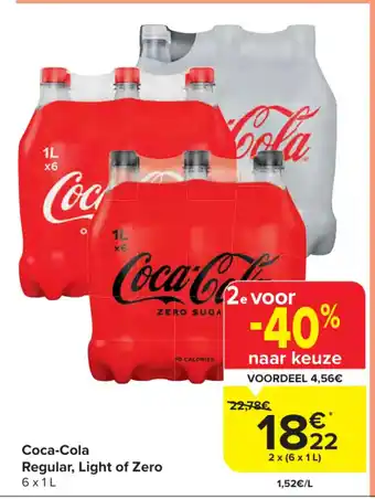 Carrefour Market Coca-cola regular, light of zero 6 x 1L aanbieding