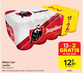 Carrefour Market Jupiler blikjes bier 15 x 35,5cl aanbieding