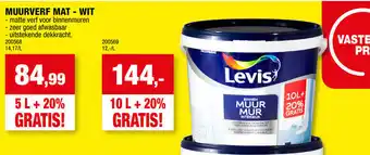 Hubo Levis muurverf mat - wit 5L aanbieding