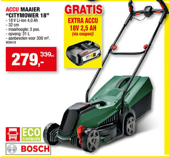 Hubo Bosch accu maaier "citymower 18" aanbieding