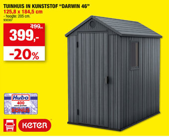 Hubo Keter tuinhuis in kunststof "darwin 46" 125,8 x 184,5cm aanbieding