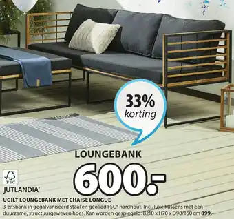 Jysk Jutlandia ugilt loungebank met chaise longue aanbieding