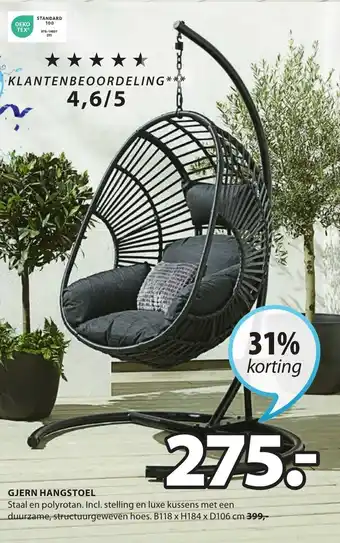 Jysk Gjern hangstoel B118xH184xD106cm aanbieding