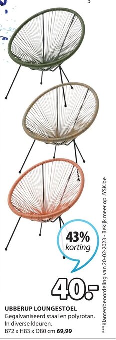 Jysk Ubberup loungestoel B72 x H83 x D80 cm aanbieding