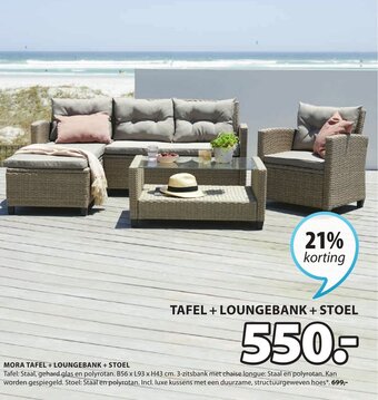 Jysk Mora tafel + loungebank + stoel aanbieding