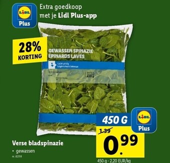 Lidl Verse bladspinazie aanbieding
