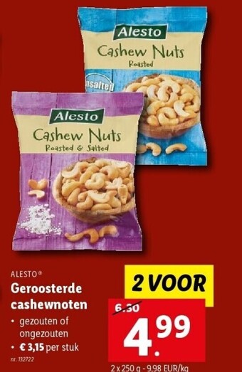Lidl Geroosterde cashewnoten aanbieding