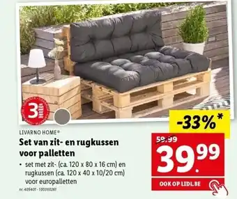 Lidl Set van zit- en rugkussen voor palletten aanbieding