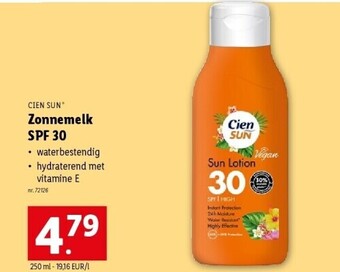 Lidl Zonnemelk spf 30 aanbieding