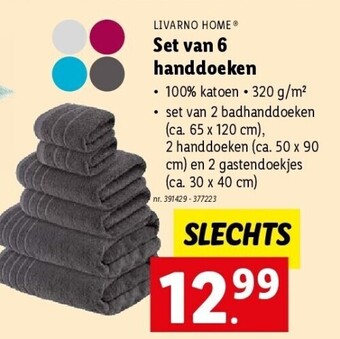 Lidl Set van 6 handdoeken aanbieding