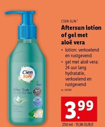 Lidl Aftersun lotion of gel met aloë vera aanbieding