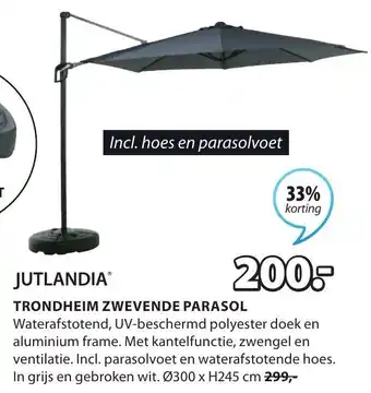 Jysk Jutlandia zwevende parasol Ø300xH245CM aanbieding