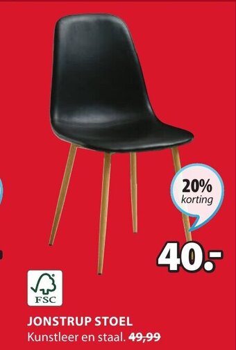 Jysk Jonstrup stoel kunstleer en staal aanbieding