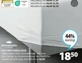 Jysk Kronborg Satijnen Hoeslaken 90 x 200 x 35cm aanbieding