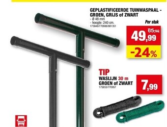 Hubo Geplastificeerde tuinwaspaal - groen, grijs of zwart aanbieding
